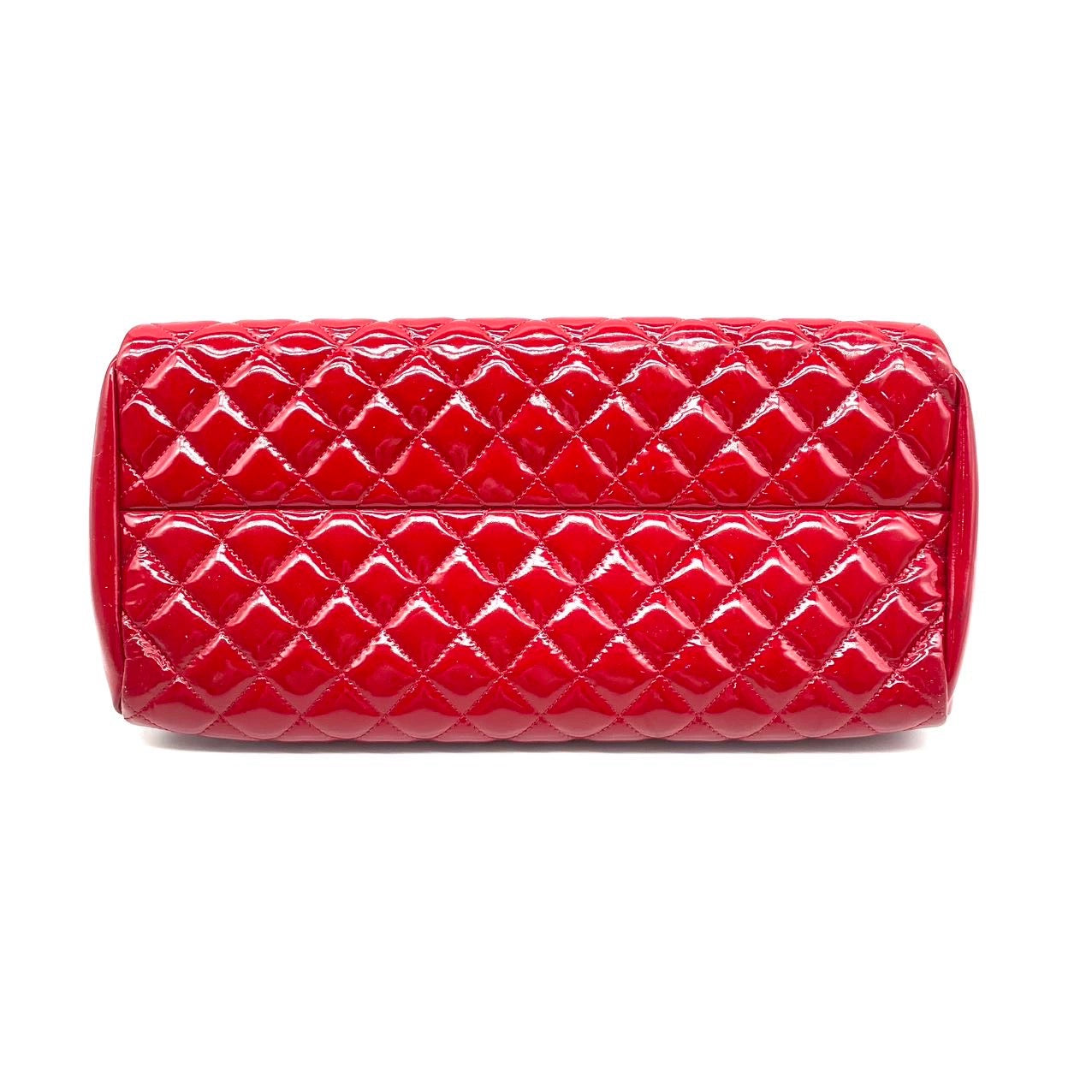 Chanel Pre-Owned Large Red Glazed Calfskin Mademoiselle Bowling Shoulder Bag