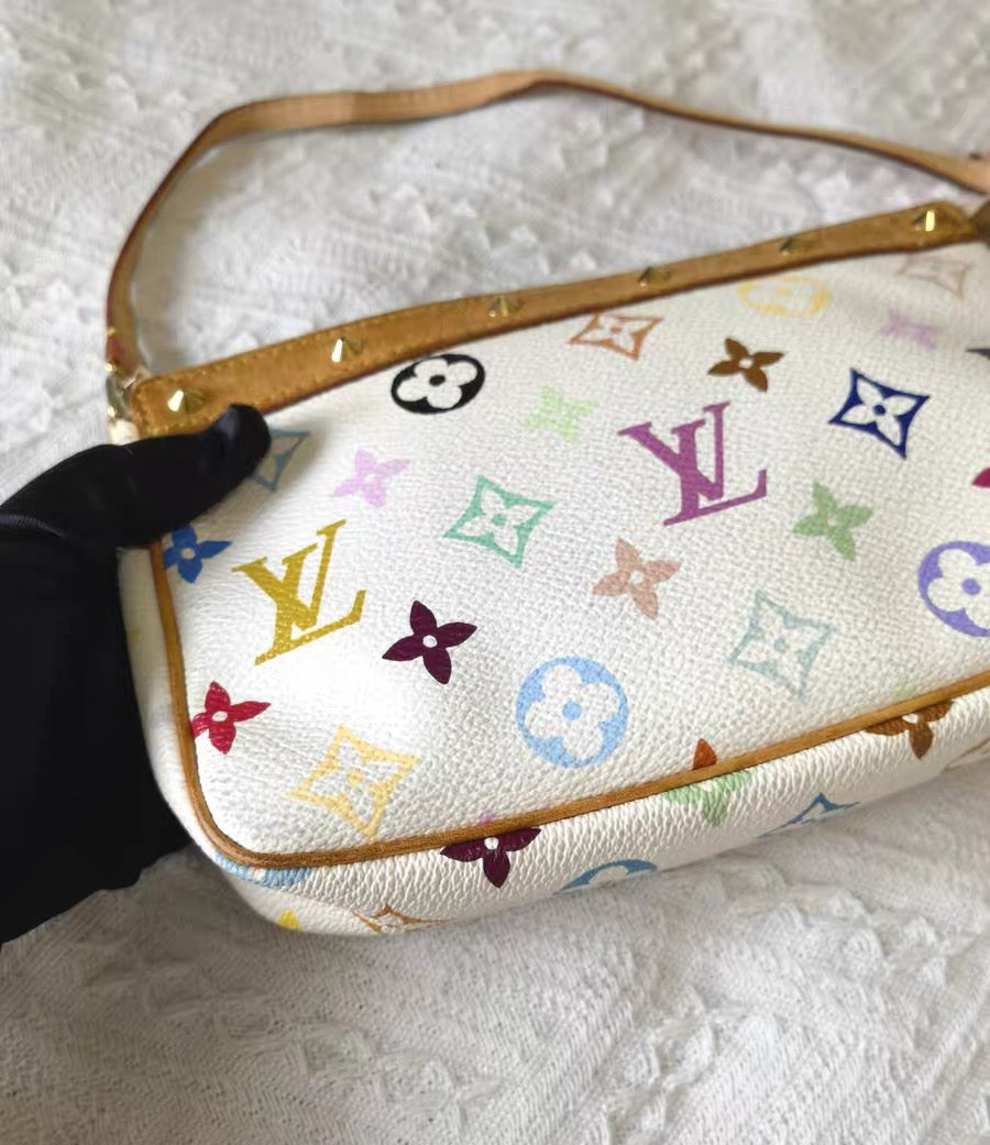 Louis Vuitton Monogram Pochette Accessoires White Multicolore Shoulder Bag