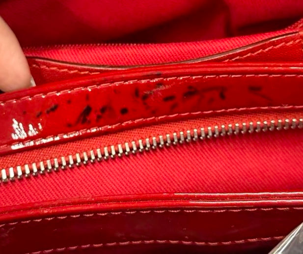 Chanel Pre-Owned Large Red Glazed Calfskin Mademoiselle Bowling Shoulder Bag