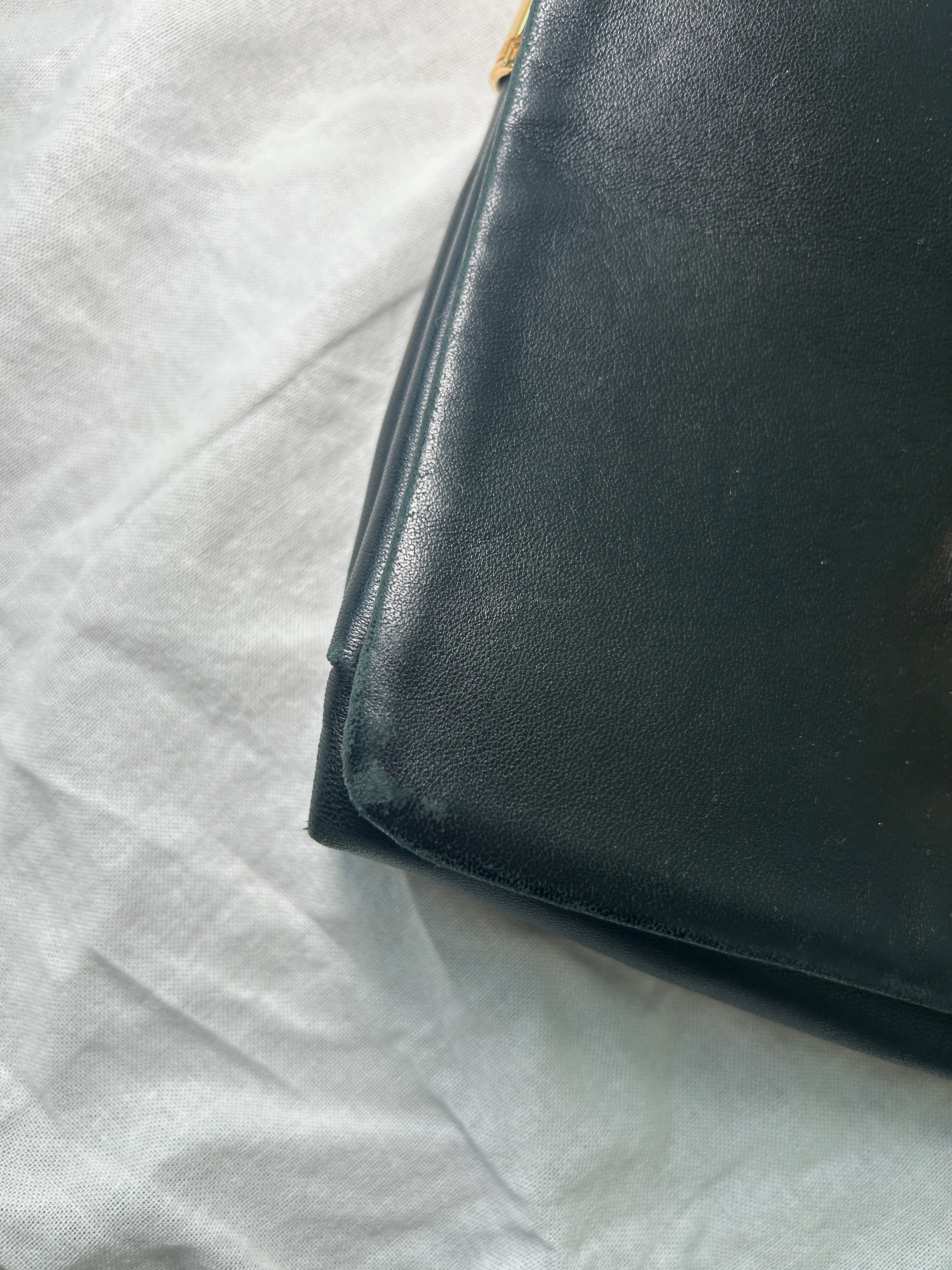 Versace Black Leather Gold Chain Shoulder Bag