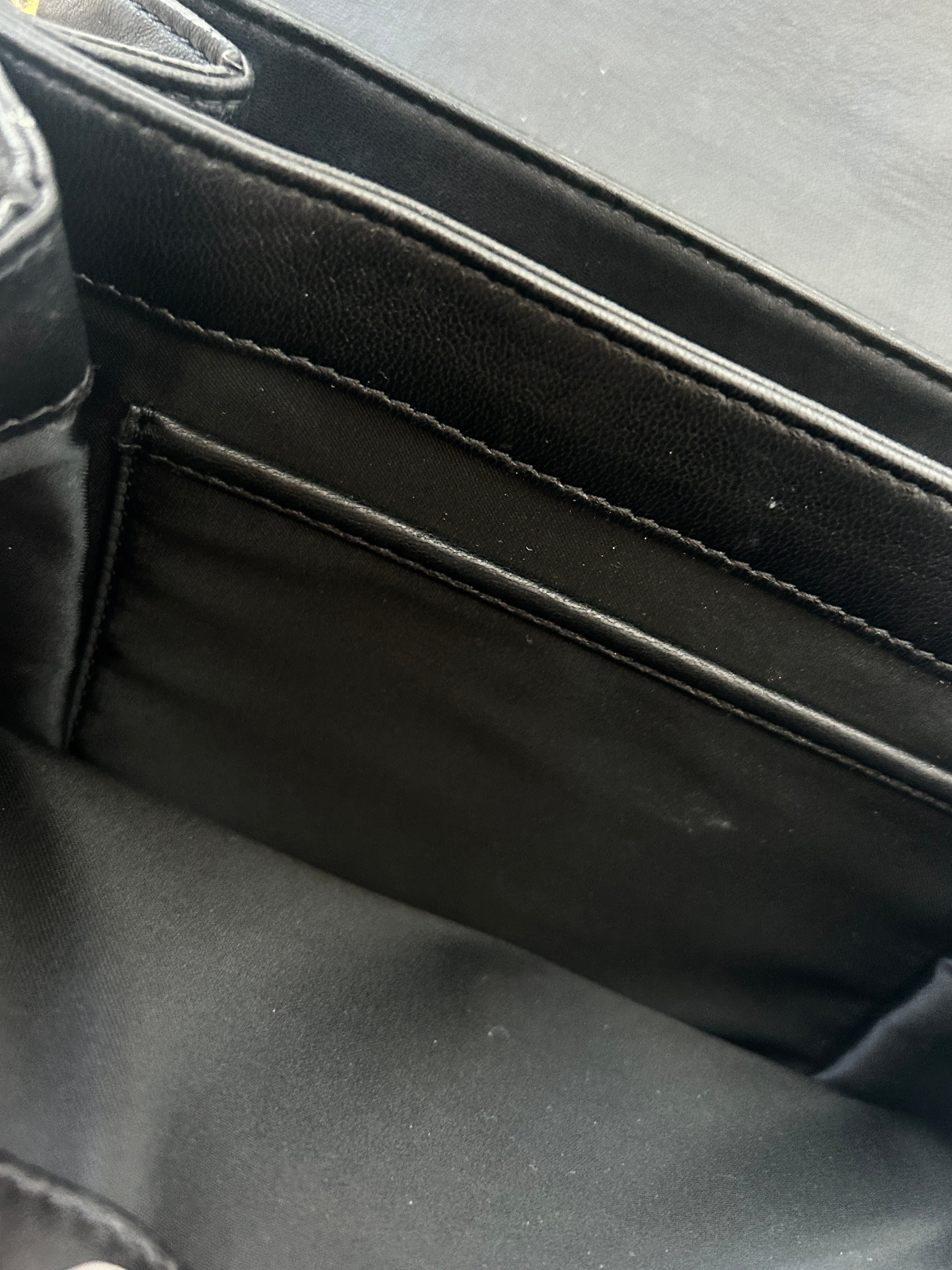 Versace Black Leather Gold Chain Shoulder Bag