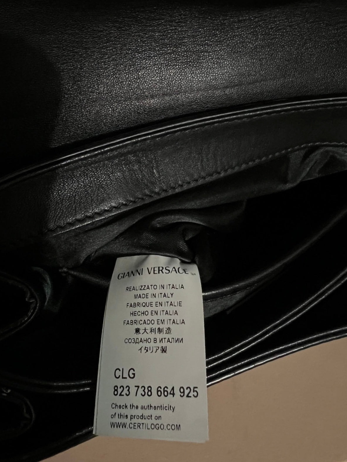 Versace Black Leather Gold Chain Shoulder Bag