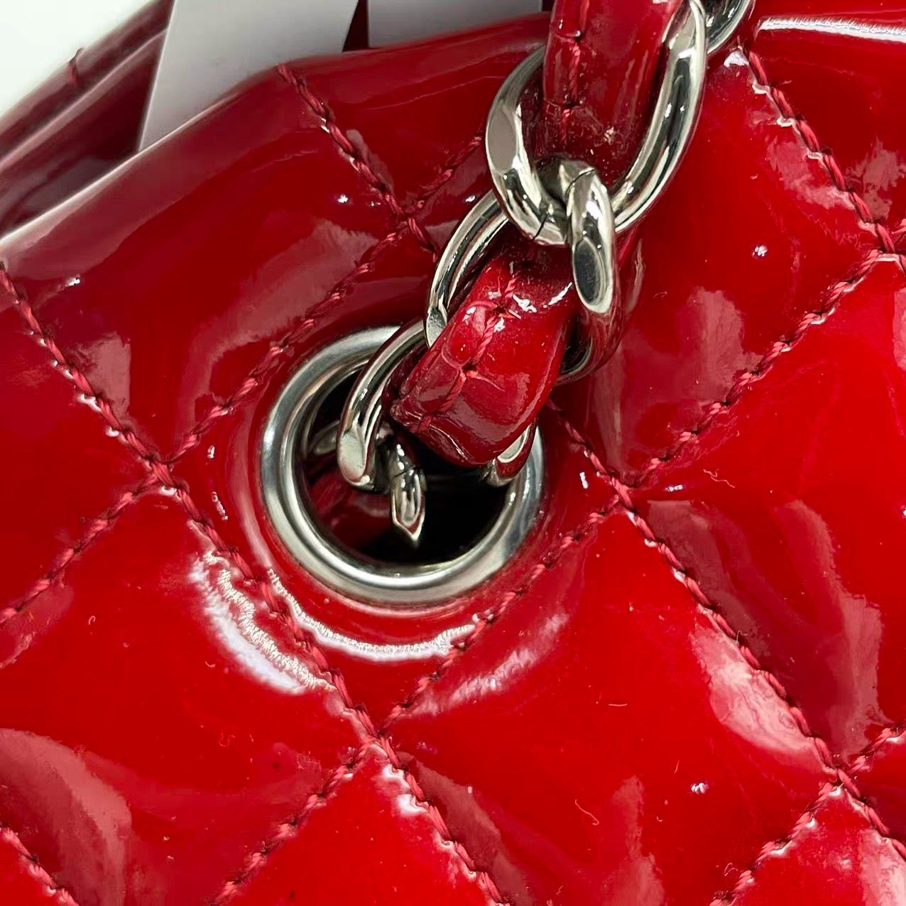 Chanel Pre-Owned Large Red Glazed Calfskin Mademoiselle Bowling Shoulder Bag