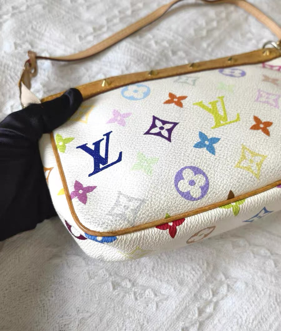 Louis Vuitton Monogram Pochette Accessoires White Multicolore Shoulder Bag