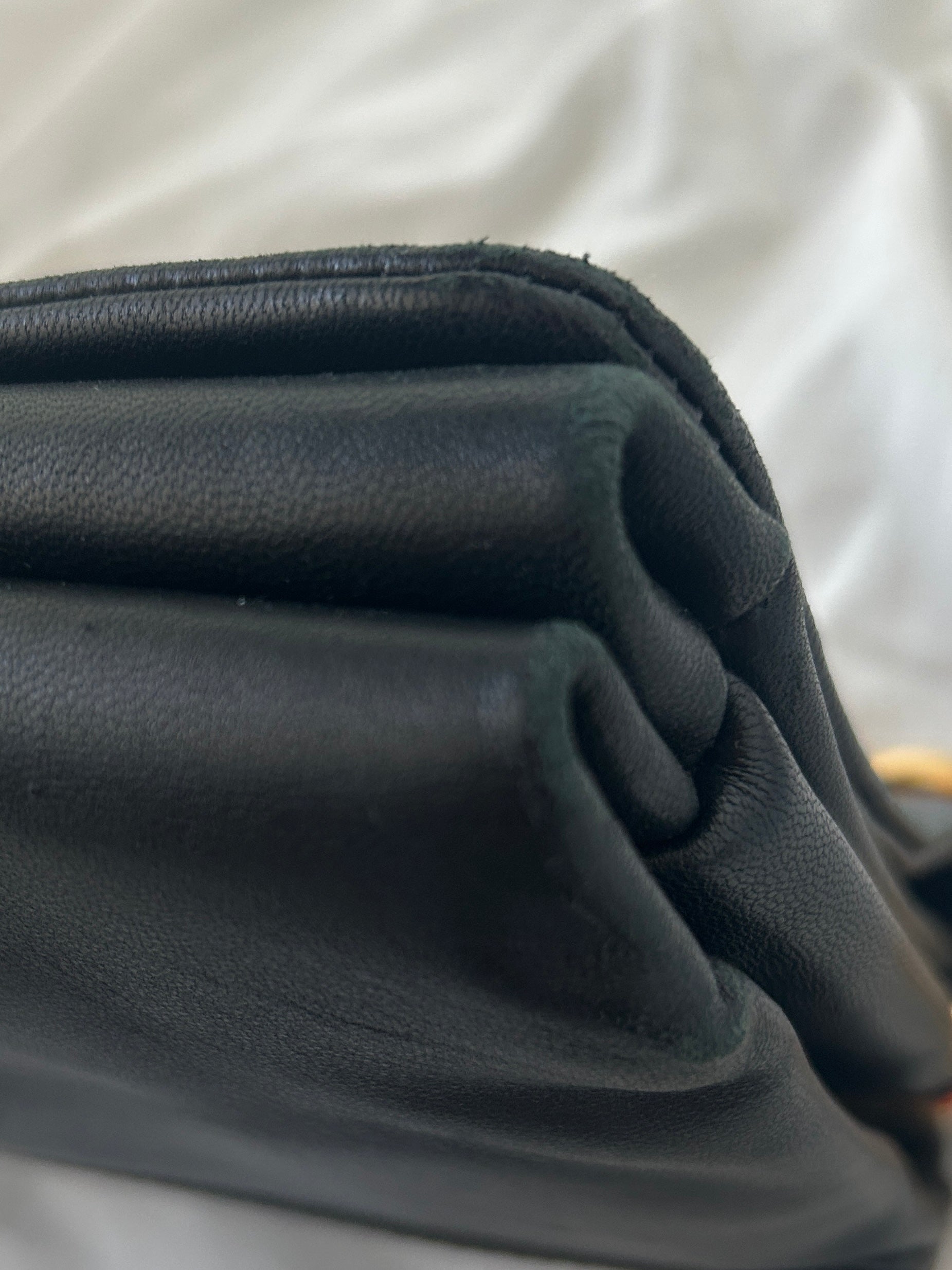 Versace Black Leather Gold Chain Shoulder Bag