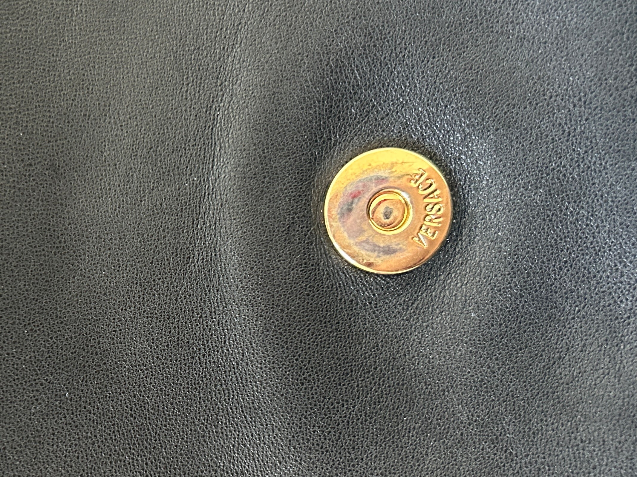 Versace Black Leather Gold Chain Shoulder Bag