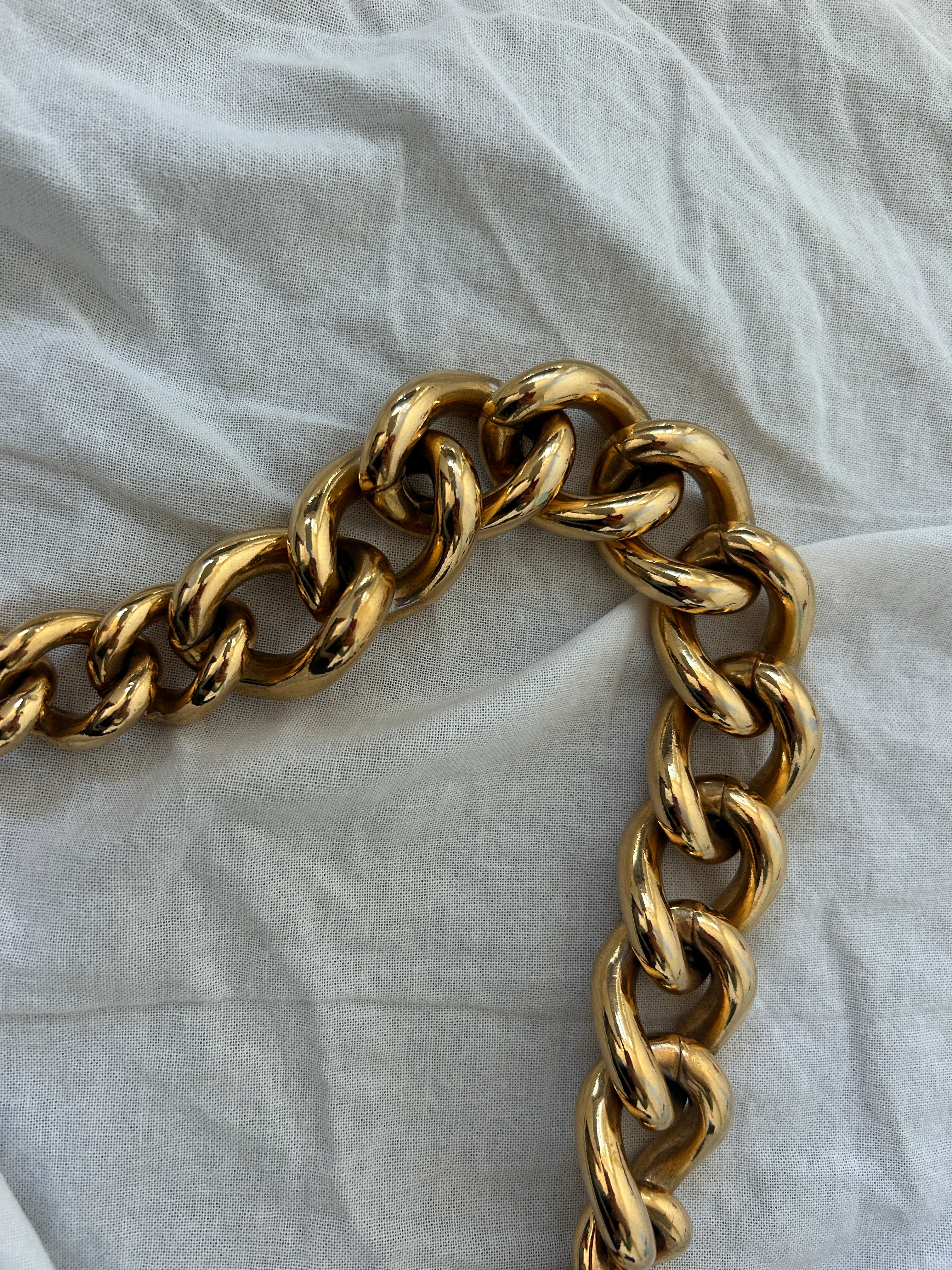 Versace Black Leather Gold Chain Shoulder Bag